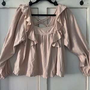 Chic Blush Ruffled Blouse